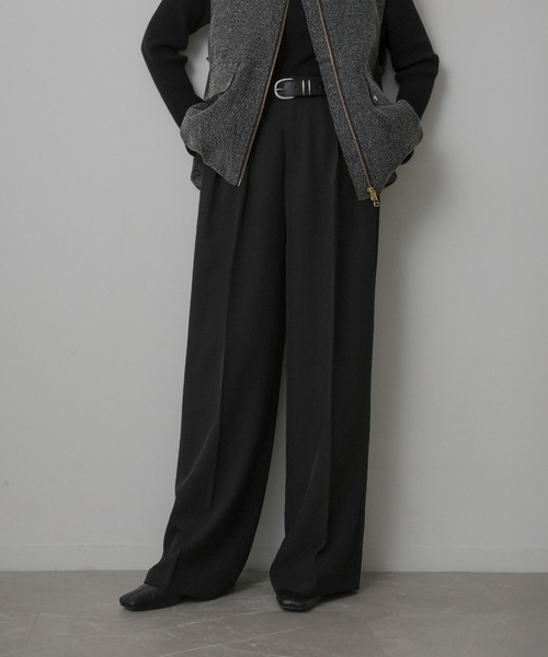 Floran(フローラン)の「ツイル タック パンツ(スラックス・レディース・ブラック/グレー/ブラウン・FREE)」の5枚目の写真