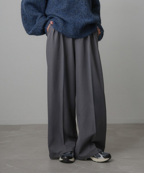 Floran(フローラン)の「ツイル タック パンツ(スラックス・レディース・ブラック/グレー/ブラウン・FREE)」の9枚目の写真