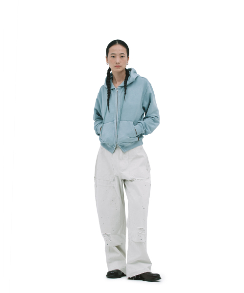 DEFGARMENTS（デフグラメンツ）の「PIG BRUSHED HOOD ZIPUP [SKY BLUE]（パーカー・レディース・その他・LARGE/SMALL）」の7枚目の写真