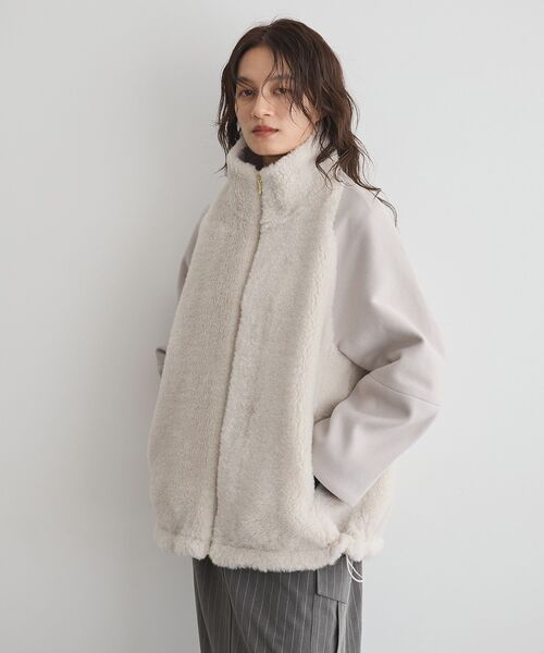 GARAGE OF GOOD CLOTHING（ガレージオブグッドクロージング）の「ヘイジーボアショートコート（その他アウター・レディース・ブラック/モカ/ライトグレー・FREE）」の4枚目の写真