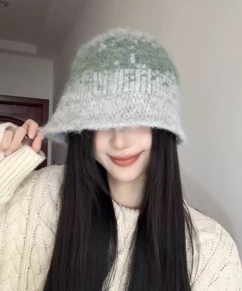 VIBGYOR（ヴィブジョー）の「【EIZZ/アイズ】グラデーションデザイン ニット バケットハット（ニットキャップ/ビーニー・レディース・グレー/ブラック/グリーン・FREE）」の10枚目の写真