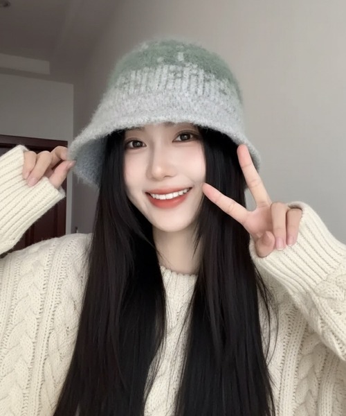 VIBGYOR（ヴィブジョー）の「【EIZZ/アイズ】グラデーションデザイン ニット バケットハット（ニットキャップ/ビーニー・レディース・グレー/ブラック/グリーン・FREE）」の11枚目の写真