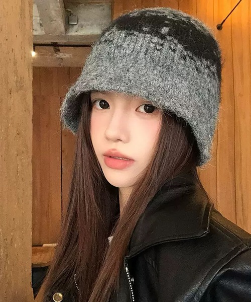 VIBGYOR（ヴィブジョー）の「【EIZZ/アイズ】グラデーションデザイン ニット バケットハット（ニットキャップ/ビーニー・レディース・グレー/ブラック/グリーン・FREE）」の13枚目の写真