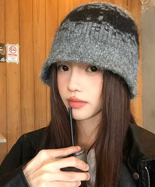 VIBGYOR（ヴィブジョー）の「【EIZZ/アイズ】グラデーションデザイン ニット バケットハット（ニットキャップ/ビーニー・レディース・グレー/ブラック/グリーン・FREE）」の16枚目の写真