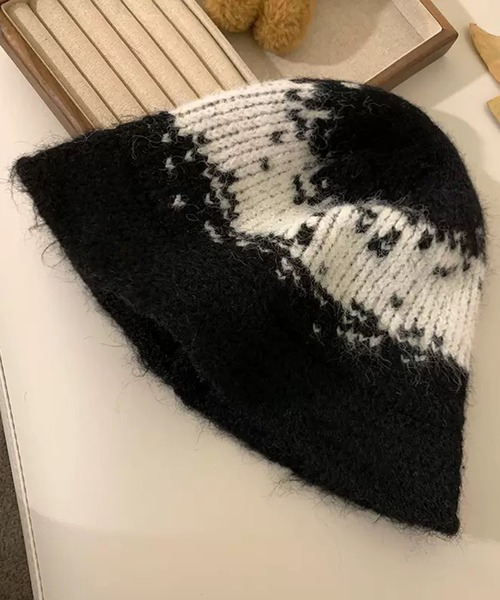 VIBGYOR（ヴィブジョー）の「【EIZZ/アイズ】グラデーションデザイン ニット バケットハット（ニットキャップ/ビーニー・レディース・グレー/ブラック/グリーン・FREE）」の7枚目の写真