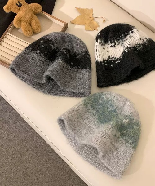 VIBGYOR（ヴィブジョー）の「【EIZZ/アイズ】グラデーションデザイン ニット バケットハット（ニットキャップ/ビーニー・レディース・グレー/ブラック/グリーン・FREE）」の8枚目の写真