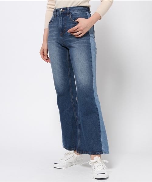 Kastane（カスタネ）の「切り替えベルボトム（デニムパンツ・レディース・ブルー・FREE）」の2枚目の写真