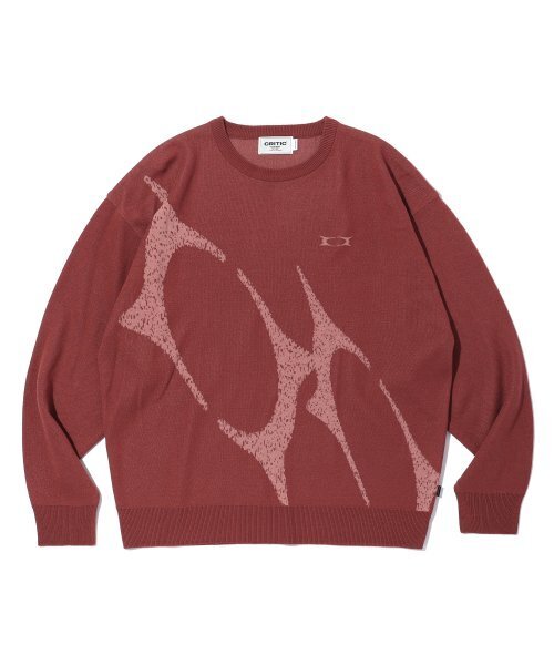 WORMHOLE LOGO JACQUARD KNIT BRICK — жаккардовый вязаный свитер с логотипом, кирпичного цвета
