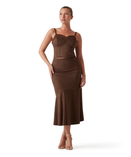 Guess(ゲス)の「NUNZIA Long Skirt スカート(スカート・レディース・ダークブラウン・X-SMALL/MEDIUM/SMALL)」の4枚目の写真