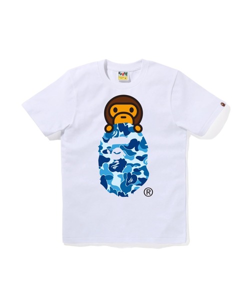 A BATHING APE（アベイシングエイプ）の「ABC CAMO MILO ON APE HEAD TEE（Tシャツ/カットソー・レディース・ブラック×ピンク/ブラック×ブルー/ホワイト×ピンク/ブラック×グリーン/ホワイト×ブルー/ホワイト×グリーン・SMALL/X-SMALL/MEDIUM/XX-SMALL）」の3枚目の写真