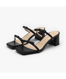 SAPPUN（サプン）の「Fleur Square Ribbon Sandal Mules (5cm)（サンダル）」