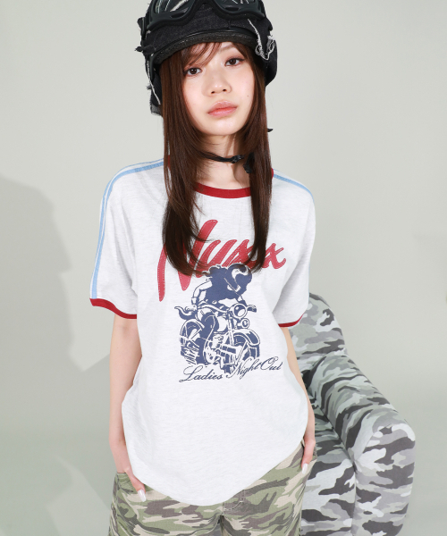 NYXX(エヌワイエックスエックス)の「バイク リンガー Tシャツ ヘザーグレー(Tシャツ/カットソー・レディース・その他・MEDIUM)」の1枚目の写真