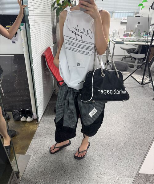 WHOLE PAPER(ホールペーパー)の「サテンワイドカーゴパンツ(ブラック)(その他パンツ・レディース・ブラック・ONE)」の4枚目の写真