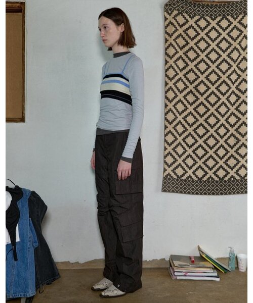 AOPT（アオプト）の「STRIPE KNIT BRA TOP - BLACK/SKY（ニット/セーター・レディース・その他・SMALL/MEDIUM）」の2枚目の写真