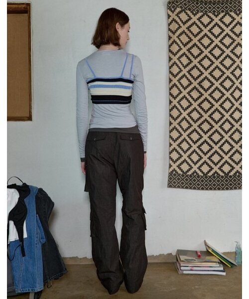 AOPT（アオプト）の「STRIPE KNIT BRA TOP - BLACK/SKY（ニット/セーター・レディース・その他・SMALL/MEDIUM）」の3枚目の写真