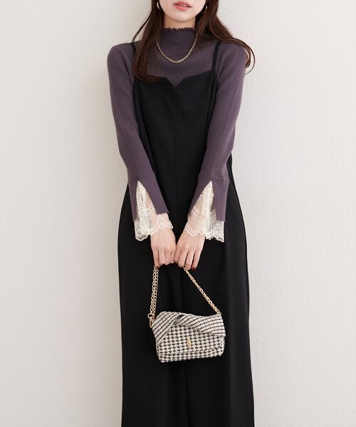 natural couture（ナチュラルクチュール）の「カットジョーゼットナローキャミワンピース（ワンピース・レディース・グレイッシュベージュ/ブラック/グレー/ドット/その他1・FREE）」の14枚目の写真