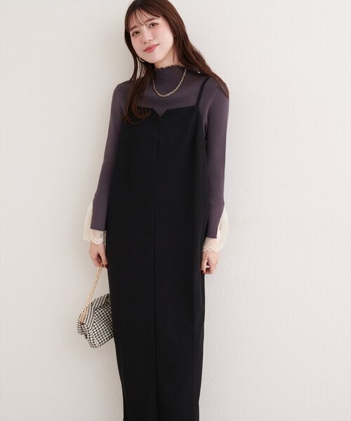 natural couture（ナチュラルクチュール）の「カットジョーゼットナローキャミワンピース（ワンピース・レディース・グレイッシュベージュ/ブラック/グレー/ドット/その他1・FREE）」の15枚目の写真