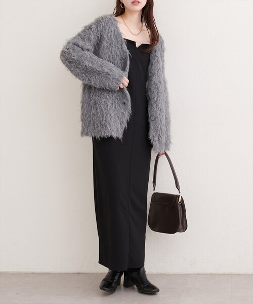 natural couture（ナチュラルクチュール）の「カットジョーゼットナローキャミワンピース（ワンピース・レディース・グレイッシュベージュ/ブラック/グレー/ドット/その他1・FREE）」の19枚目の写真