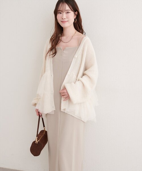 natural couture(ナチュラルクチュール)の「カットジョーゼットナローキャミワンピース(ワンピース・レディース・グレイッシュベージュ/ブラック/グレー/ドット/その他1・FREE)」の20枚目の写真