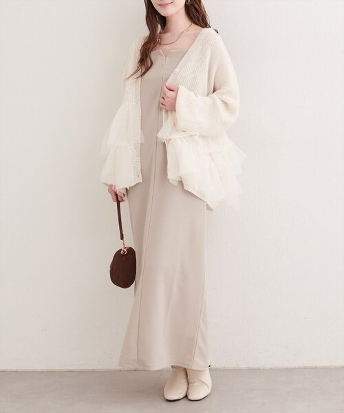 natural couture(ナチュラルクチュール)の「カットジョーゼットナローキャミワンピース(ワンピース・レディース・グレイッシュベージュ/ブラック/グレー/ドット/その他1・FREE)」の21枚目の写真