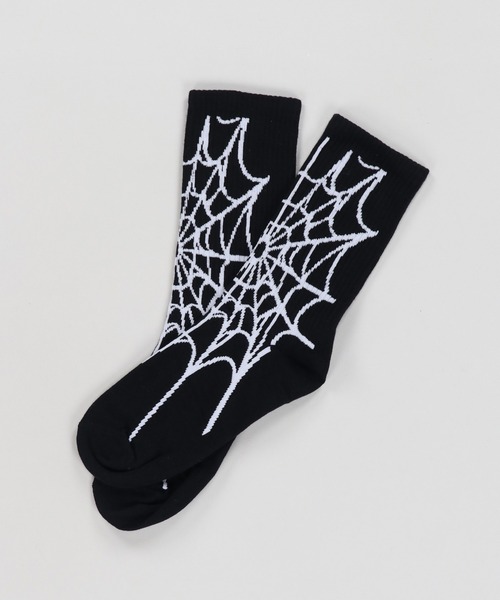 SPINNS（スピンズ）の「クルーソックス/スパイダー（ソックス/靴下・メンズ・ホワイト/ブラック・ONESIZE）」の2枚目の写真