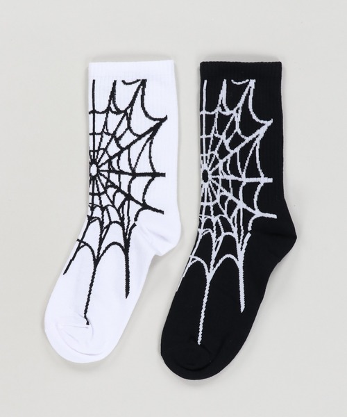 SPINNS（スピンズ）の「クルーソックス/スパイダー（ソックス/靴下・メンズ・ホワイト/ブラック・ONESIZE）」の4枚目の写真