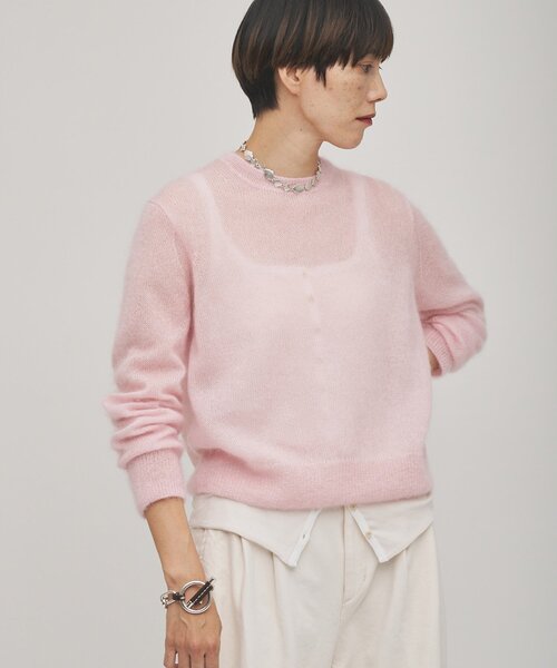 【状態良好】ウィムガゼット　アンゴラシャギーVネックニット　くすみピンク Whim Gazette（ウィムガゼット）の「【GEMINI】モヘヤプルオーバー