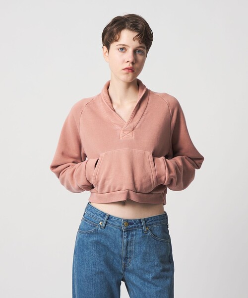 6（ロク）の「＜6(ROKU)＞コットンウラケ スキッパー（スウェット・レディース・その他1/モカ/オフホワイト・FREE）」の4枚目の写真