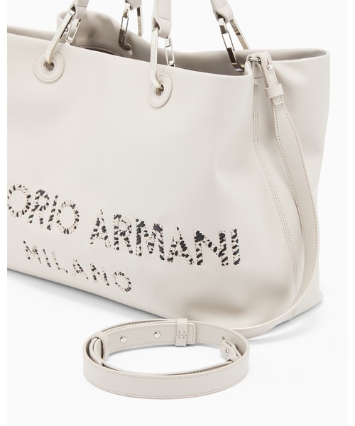 EMPORIO ARMANI(エンポリオアルマーニ)の「【エンポリオ アルマーニ】MyEA ミディアムショッパー ナッパレザー ゼブラストライプロゴ(トートバッグ・レディース・ベージュ系その他・FREE)」の4枚目の写真