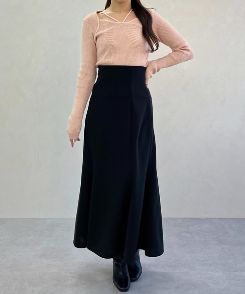 MISCH MASCH（ミッシュマッシュ）の「一部店舗限定 華奢ストラップリブニットトップス（ニット/セーター・レディース・ピンク/ブラック・ﾌﾘ-）」の16枚目の写真
