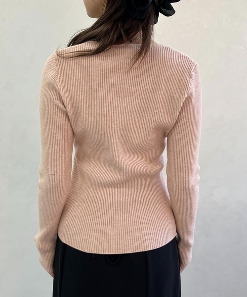 MISCH MASCH（ミッシュマッシュ）の「一部店舗限定 華奢ストラップリブニットトップス（ニット/セーター・レディース・ピンク/ブラック・ﾌﾘ-）」の9枚目の写真