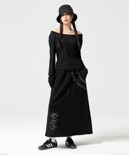ARTISTWEAR（アーティストウェア）の「[ATW]アンダードッグロングスカート（スカート・レディース・ブラック/グレー・SMALL/MEDIUM）」の4枚目の写真