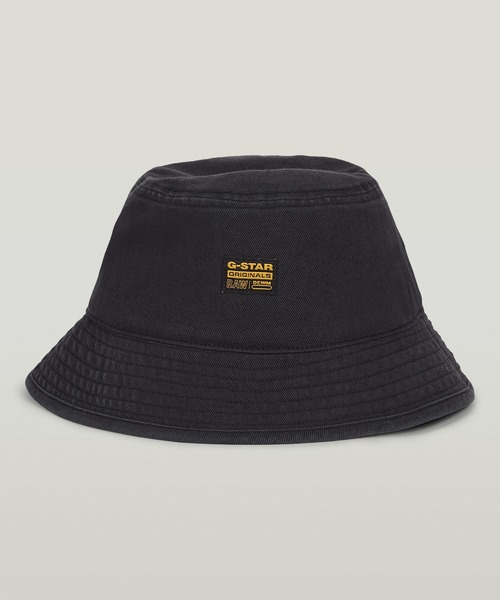 G-STAR(ジースター)の「ORIGINALS BUCKET HAT/ヴィンテージライクウォッシュド加工ブランドロゴバケットハット(ハット・メンズ・ダークブラック・LARGE/MEDIUM)」の1枚目の写真