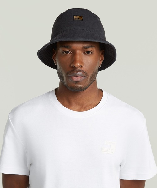 G-STAR(ジースター)の「ORIGINALS BUCKET HAT/ヴィンテージライクウォッシュド加工ブランドロゴバケットハット(ハット・メンズ・ダークブラック・LARGE/MEDIUM)」の3枚目の写真