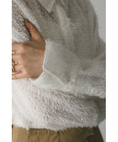 STYLEMIXER(スタイルミキサー)の「フリンジフェザーシャツ(シャツ/ブラウス・レディース・パープル/ホワイト/ブラック・FREE)」の5枚目の写真