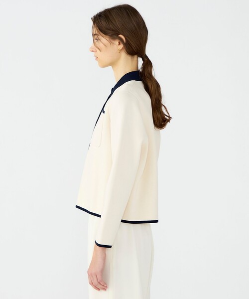 BALLSEY（ボールジィ）の「パールコンビ シャツカーディガン（ニット/セーター・レディース・ネイビー/ホワイト・S）」の6枚目の写真