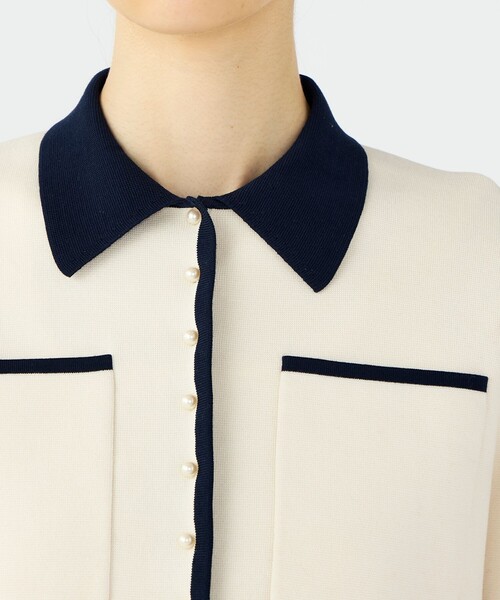 BALLSEY（ボールジィ）の「パールコンビ シャツカーディガン（ニット/セーター・レディース・ネイビー/ホワイト・S）」の8枚目の写真