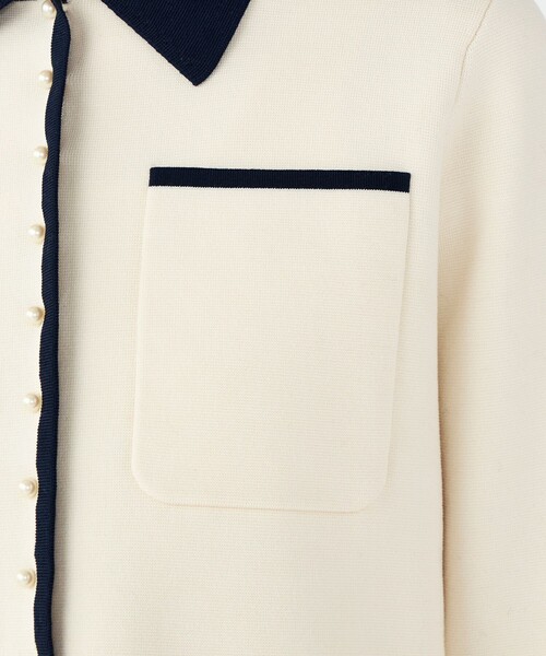 BALLSEY（ボールジィ）の「パールコンビ シャツカーディガン（ニット/セーター・レディース・ネイビー/ホワイト・S）」の11枚目の写真
