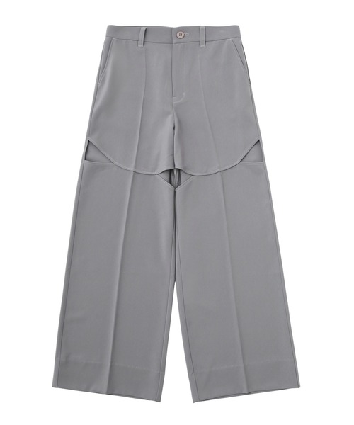 X-girl（エックスガール）の「CURVED CUT PANELED PANTS（スラックス・レディース・グレー/ブラック・S/M）」の5枚目の写真