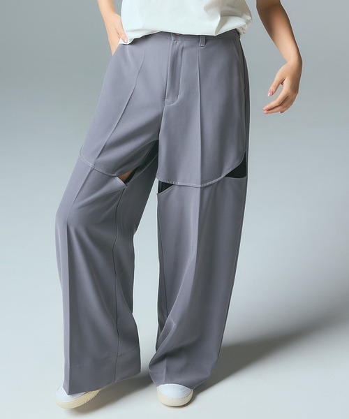 X-girl（エックスガール）の「CURVED CUT PANELED PANTS（スラックス・レディース・グレー/ブラック・S/M）」の21枚目の写真