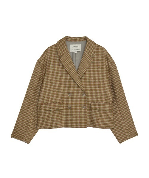 Ameri（アメリ）の「OVER WIDE SHOULDER JACKET（テーラードジャケット・レディース・ベージュ/ネイビー・FREE）」の14枚目の写真