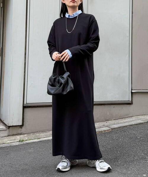 fredy emue（フレディエミュ）の「ジョーゼットベルト付きワンピース（ワンピース・レディース・ブラック/チャコールグレー・38/36）」の3枚目の写真