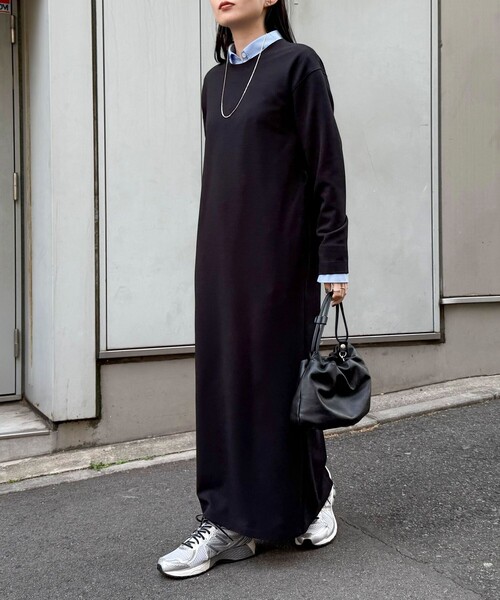 fredy emue（フレディエミュ）の「ジョーゼットベルト付きワンピース（ワンピース・レディース・ブラック/チャコールグレー・38/36）」の5枚目の写真