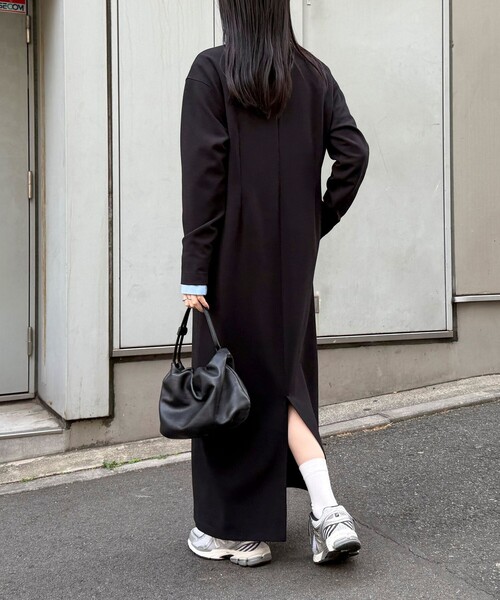 fredy emue（フレディエミュ）の「ジョーゼットベルト付きワンピース（ワンピース・レディース・ブラック/チャコールグレー・38/36）」の6枚目の写真