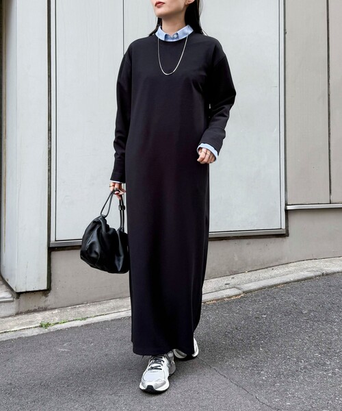 fredy emue（フレディエミュ）の「ジョーゼットベルト付きワンピース（ワンピース・レディース・ブラック/チャコールグレー・38/36）」の7枚目の写真