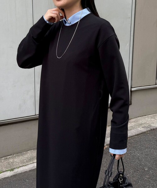 fredy emue（フレディエミュ）の「ジョーゼットベルト付きワンピース（ワンピース・レディース・ブラック/チャコールグレー・38/36）」の8枚目の写真