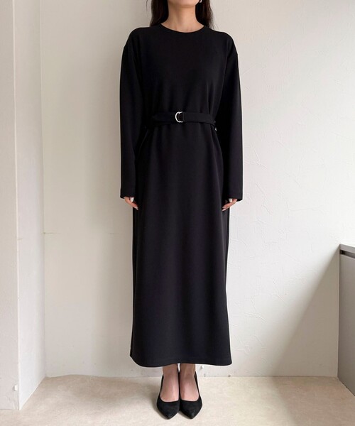 fredy emue（フレディエミュ）の「ジョーゼットベルト付きワンピース（ワンピース・レディース・ブラック/チャコールグレー・38/36）」の11枚目の写真