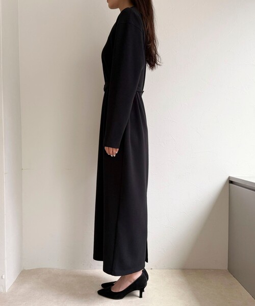 fredy emue（フレディエミュ）の「ジョーゼットベルト付きワンピース（ワンピース・レディース・ブラック/チャコールグレー・38/36）」の12枚目の写真