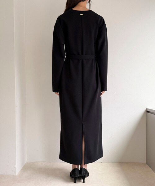fredy emue（フレディエミュ）の「ジョーゼットベルト付きワンピース（ワンピース・レディース・ブラック/チャコールグレー・38/36）」の13枚目の写真
