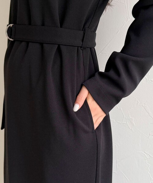 fredy emue（フレディエミュ）の「ジョーゼットベルト付きワンピース（ワンピース・レディース・ブラック/チャコールグレー・38/36）」の18枚目の写真